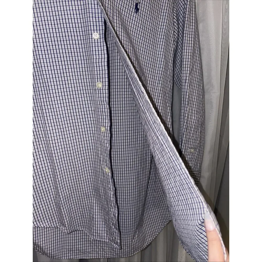 Polo Ralph Lauren Men Long Sleeve Button up Shirt Medium Size Classic Yarmouth